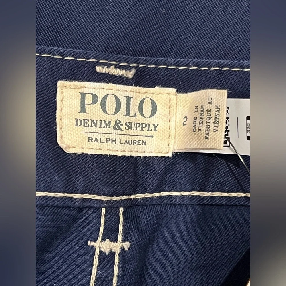 Polo Ralph Lauren Pant Womens Cotton Twill Utility Navy Straight Leg Size 2 - Picture 14 of 16